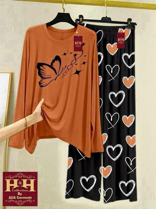 2PC Women's Printed Cotton Night Suit Set