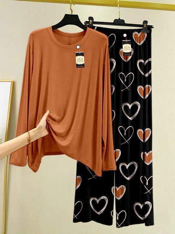 2PC Women's Printed Cotton Night Suit Set