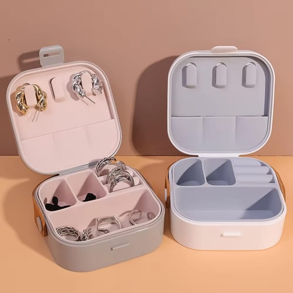 Portable Jewelry Organizer Box with Mirror