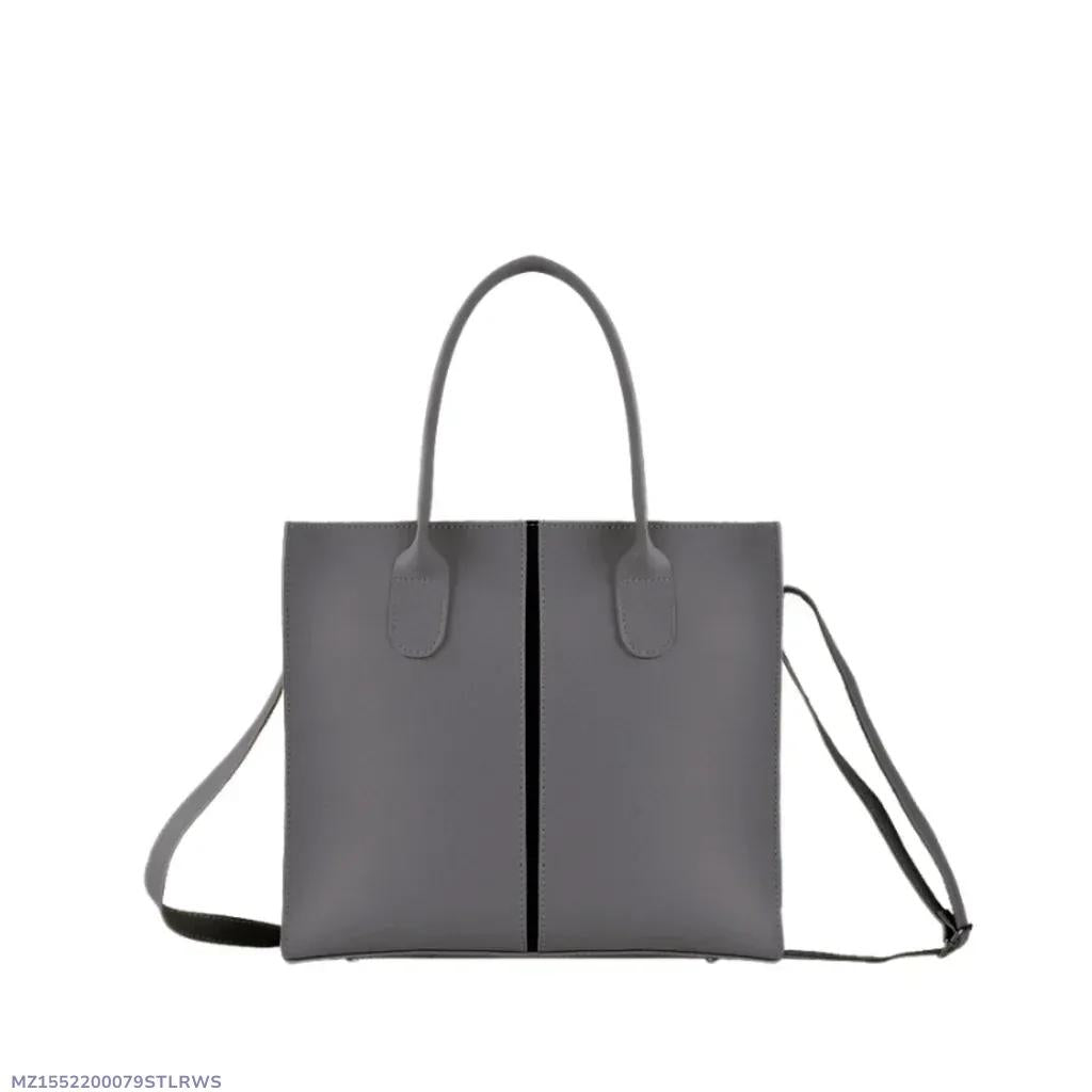 Elegant Grey PU Leather Shoulder Bag for Women –