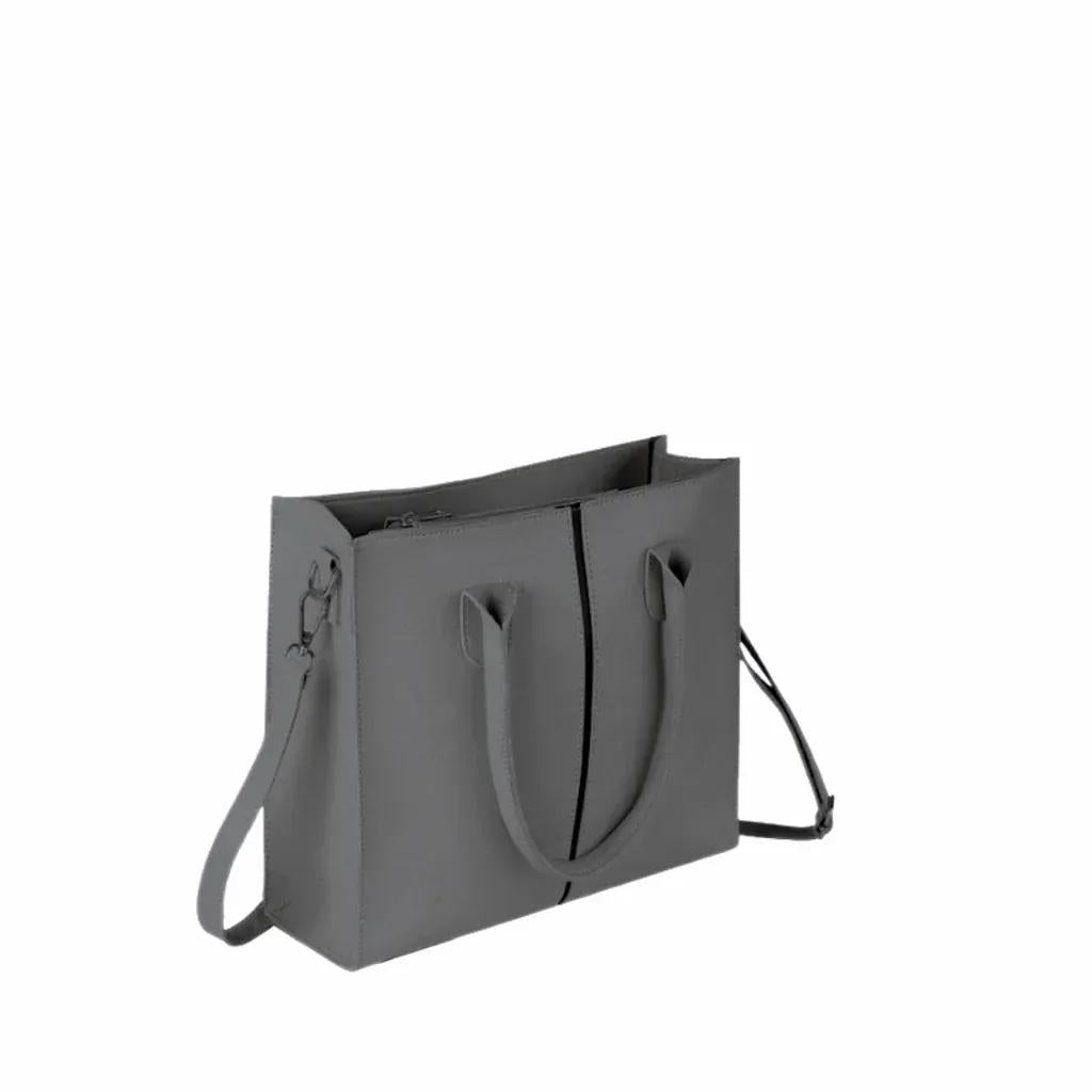 Elegant Grey PU Leather Shoulder Bag for Women –