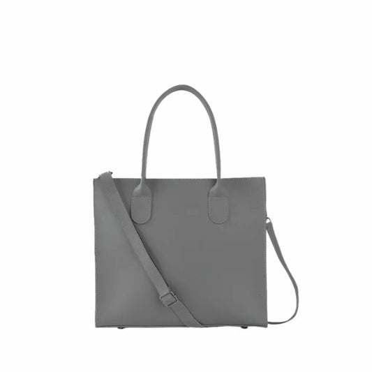 Elegant Grey PU Leather Shoulder Bag for Women –