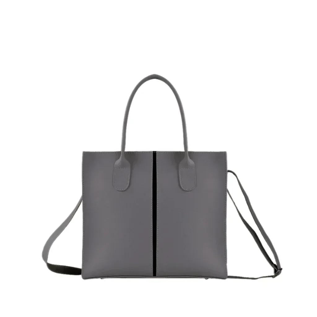Elegant Grey PU Leather Shoulder Bag for Women –