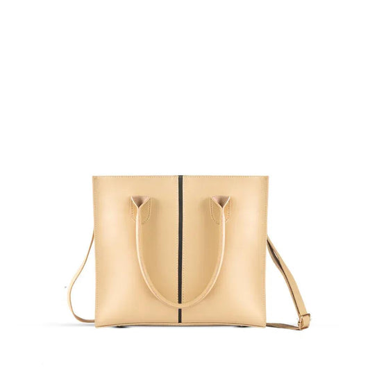 Elegant Beige PU Leather Shoulder Bag for Women