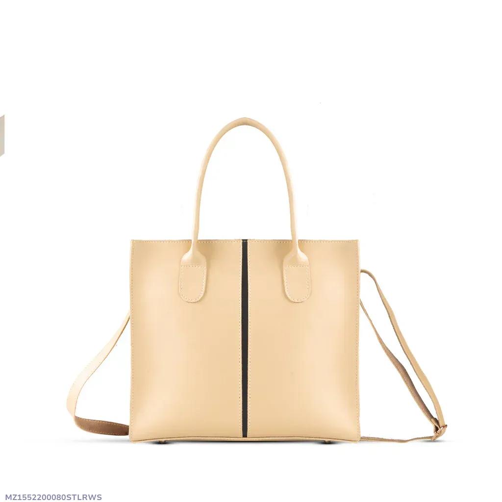 Elegant Beige PU Leather Shoulder Bag for Women
