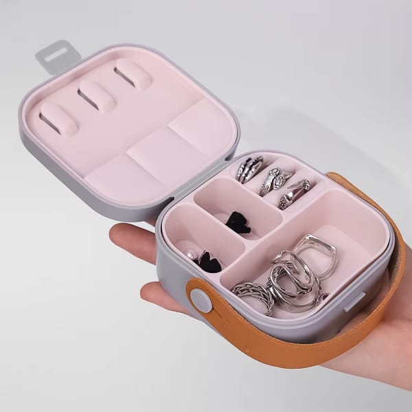 Portable Jewelry Organizer Box with Mirror