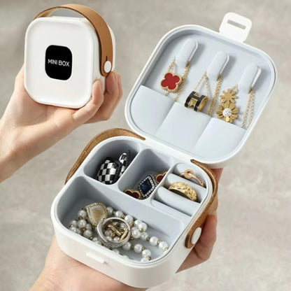 "Glamour Essentials Set: Crystal Leaf Earrings + Canvas Handbag + Jewelry Organizer"
