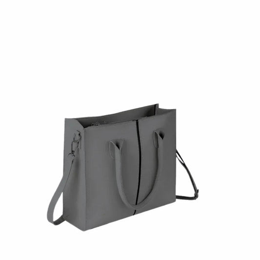 Elegant Grey PU Leather Shoulder Bag for Women –